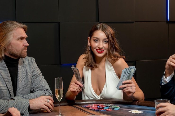 Antarmuka meja Free Bet Blackjack dengan dealer langsung dan kartu pemain
